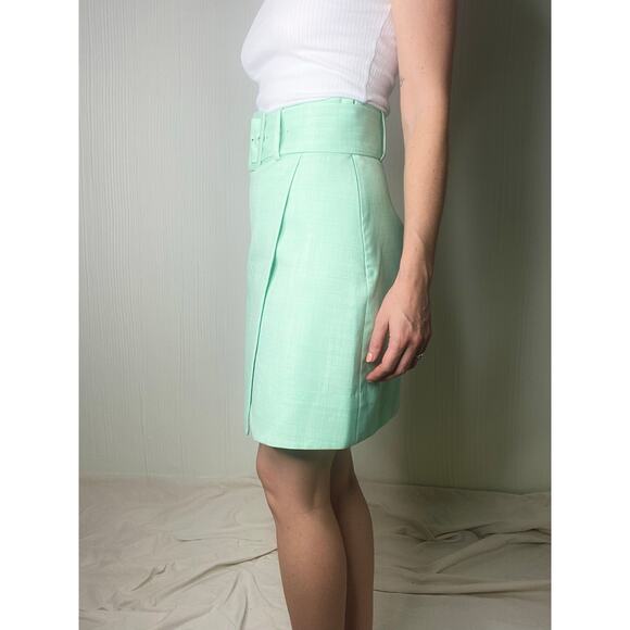 & OTHER STORIES Mint Green Belted Tailored Overlap Mini Skirt US 4 - Picture 6 of 15